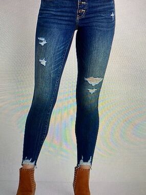Maurices Dark Blue Distressed Skinny Jeans